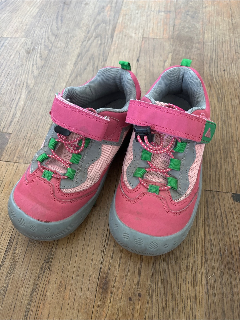 Mishansha Pink and Gray Sneakers with Green Accents